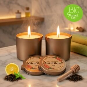 Pack de 2 Velas para masajes con aroma a Té verde y Limón.  4 onzas c/u