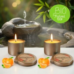 Pack de 2 Velas de Masaje e Hidratación Para la Piel con Aceites Naturales aroma a Mandarina 4 onzas c/u