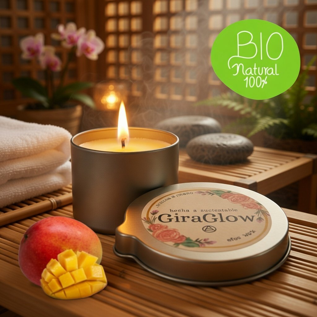 Velas Para Masajes e Hidratante Para la Piel con Aceites Naturales Aroma a Mango Tropical 4 onzas - Imagen 3
